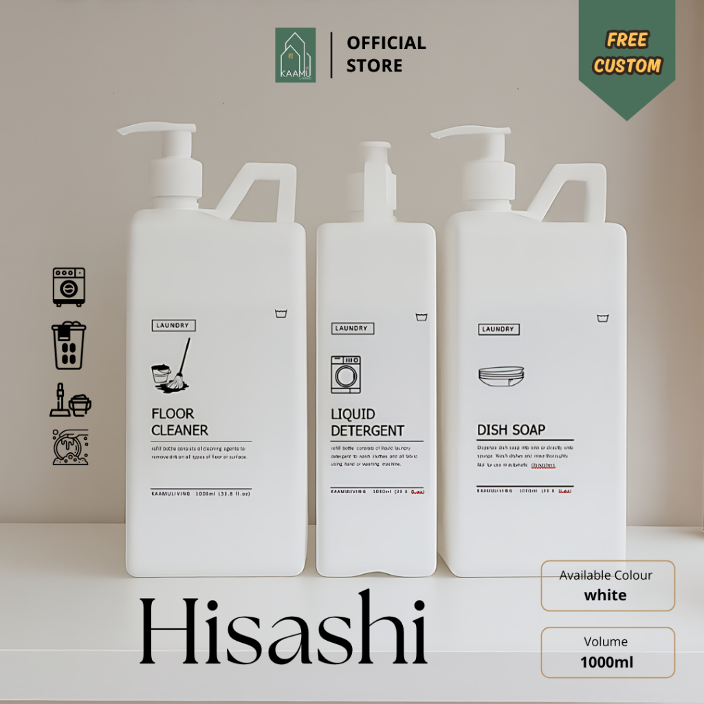 KAAMU LIVING - HISASHI | Jerigen 1L - Botol jerigen pump deterjen cair liquid detergent sabun cair 1