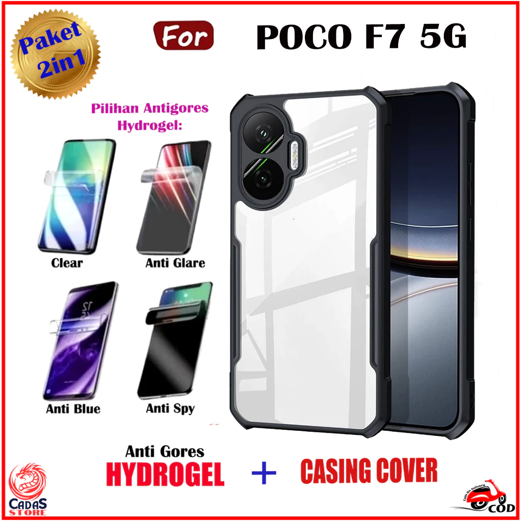 Paket 2in1 CASE + ANTI GORES Hydrogel POCO F7 5G F7 PRO F7 ULTRA Soft Case Fusion Shockproof Screen 