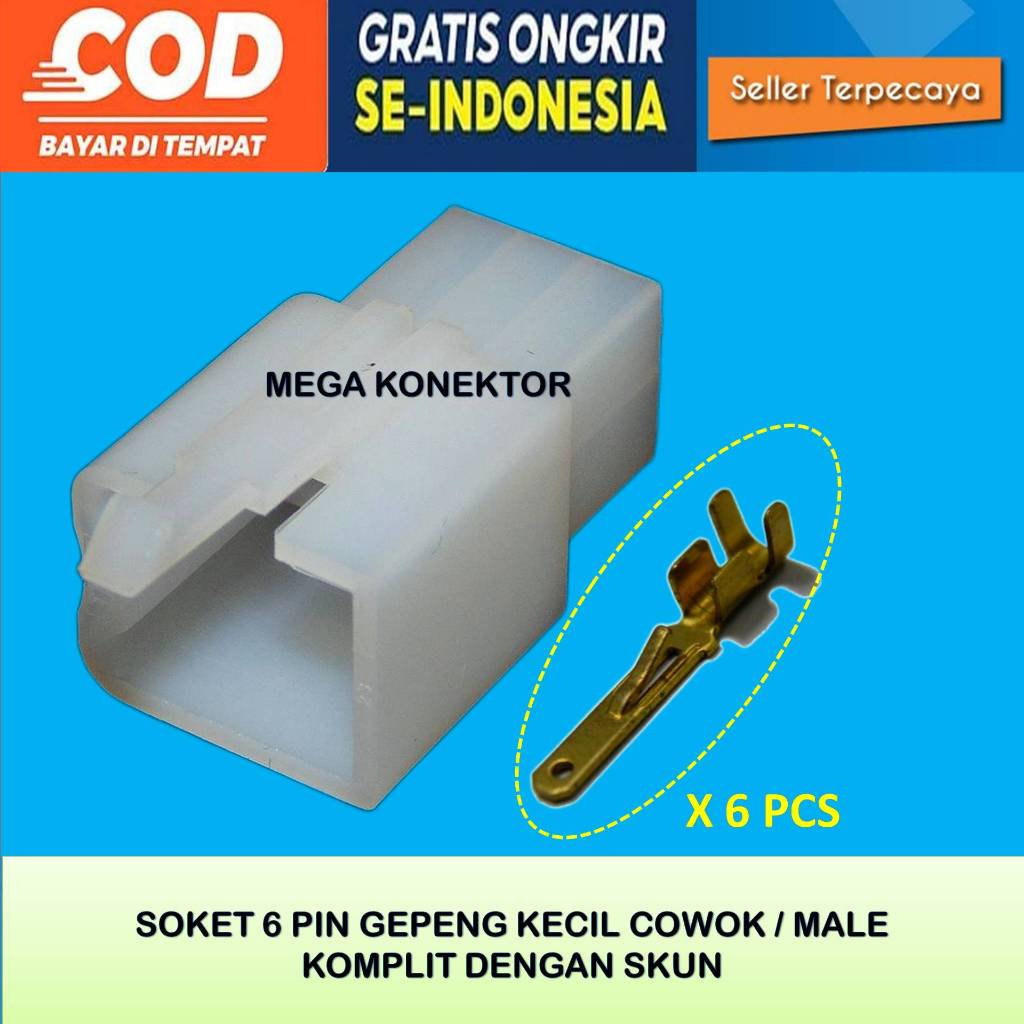 SOKET KABEL MOTOR 6 PIN KECIL  MALE-SOKET –SOKET KABEL–6 PIN- SOKET - SOKET KABEL 6 PIN NYLON
