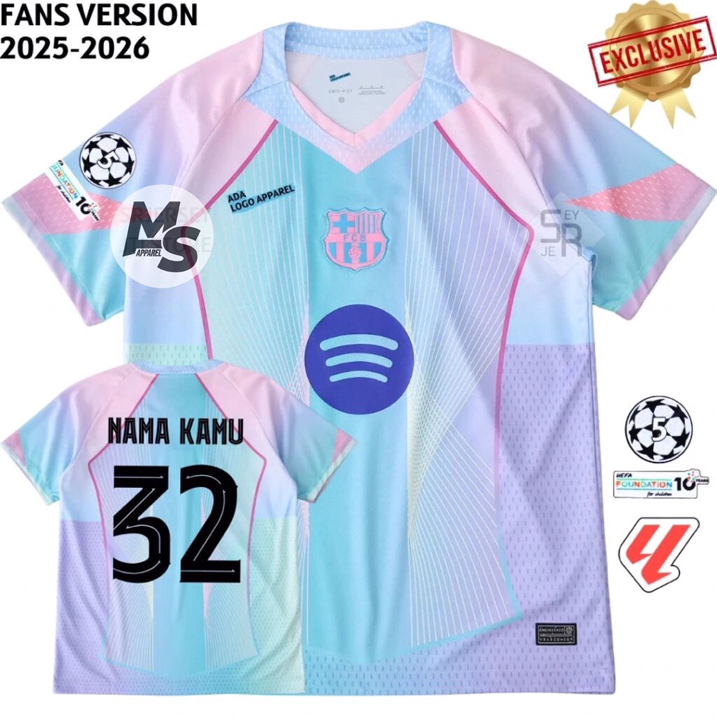 Jersey Fc BARCELONA Spesial Edition Pink Tosca 2025 2026 - Jersey Bola Barcelona Terbaru 25 26 FULL 