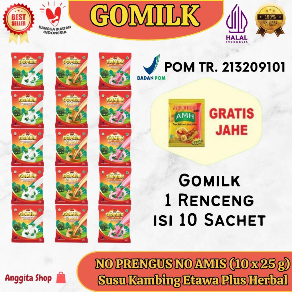 

Susu GOMILK SACHET 1 Renceng 10×25g Susu Etawa plus Herbal