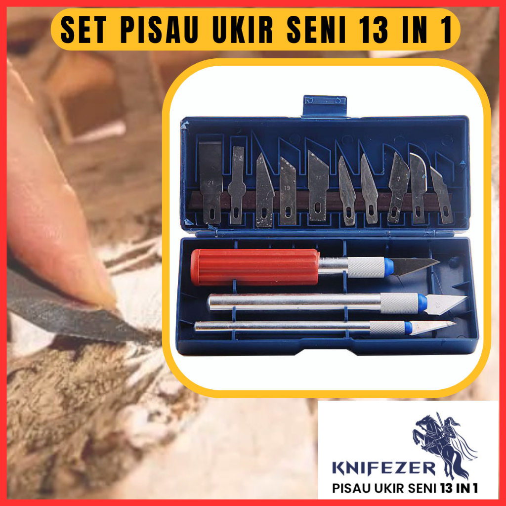 

Set Pisau Ukir Seni Multifungsi 13 in 1 - Warna Merah Muda/Biru Tua/Clear