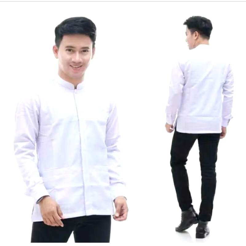 Baju Koko Muslim Polos Katun Premium / Baju Koko Putih