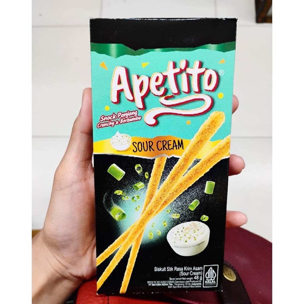 

Apetito Snack Panjang Crunchy&Berbumbu Pizza/Sour&Cream/Bbq 48Gr