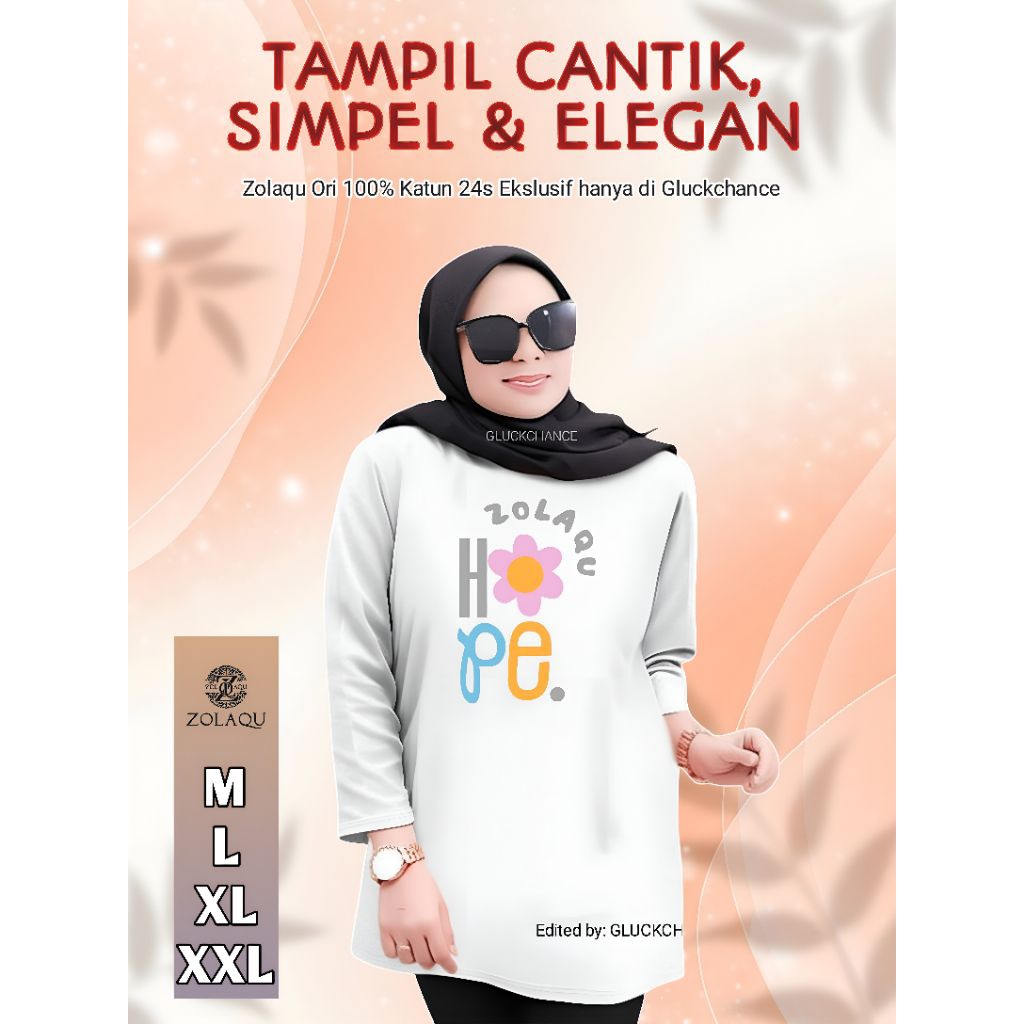 Kaos Wanita Oversize Zolaqu Original Lengan Panjang Viral Tiktok Katun 24s Jumbo Polos Motif Distro
