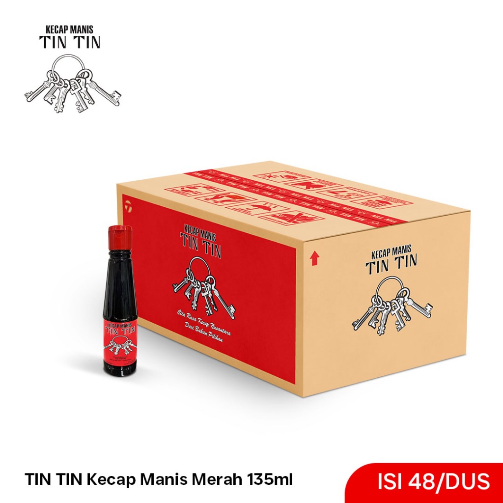 

TIN TIN CAP KUNTJI Kecap Manis Merah Botol Pet 135ml ISI 48 pcs