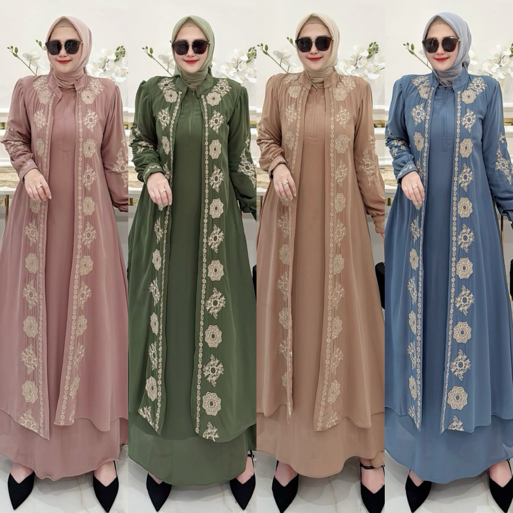 abaya bordir salma outer pisah