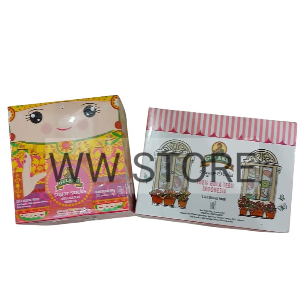

100% gula tebu pasir kristal putih halal sachet stik Indonesia GULAKU MURNI Manis Alami Bersih Sugar Sticks BALI / PARIS 600g ( 75 sachets x 8g )