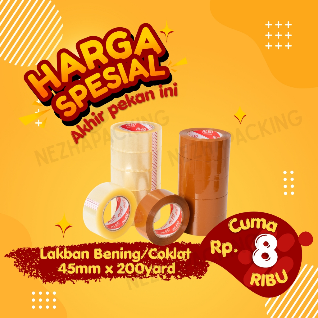 

Lakban Bening 45mm x 200 Yard - Lakban Coklat 45mm x 200 Yard JUMBO ALEO