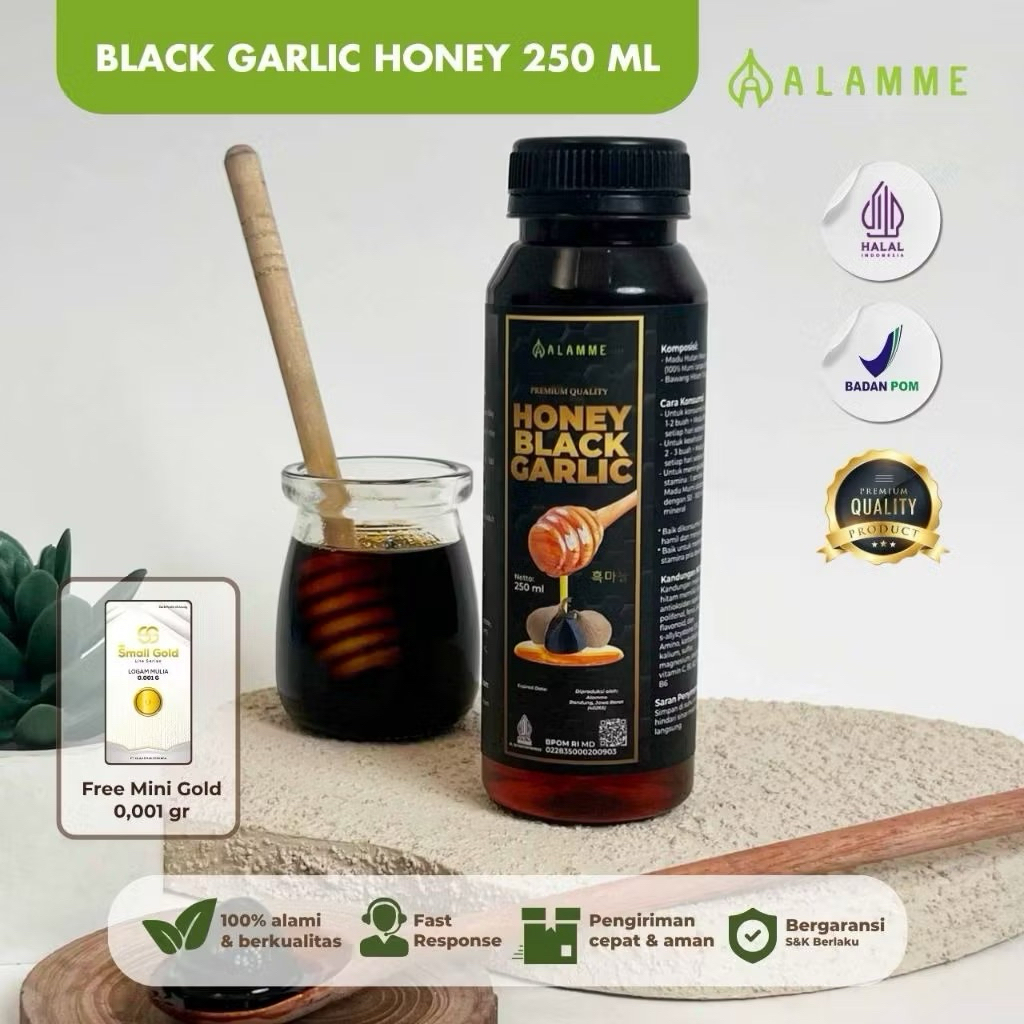 

Alamme Black Garlic Honey Madu Bawang Hitam Tunggal Lanang Premium 250ml Botol