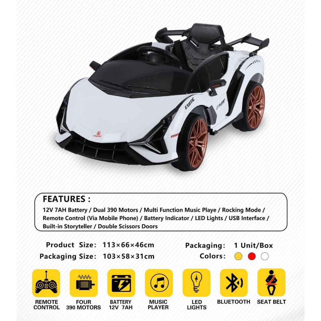 (BTM) Mobil Aki Anak EXOTIC LAMBORGHINI Mainan Mobil Aki