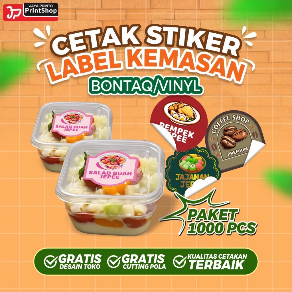 

Cetak Stiker Label Kemasan Paket 1000 Pcs Murah Hemat Cutting Custom_STICKER