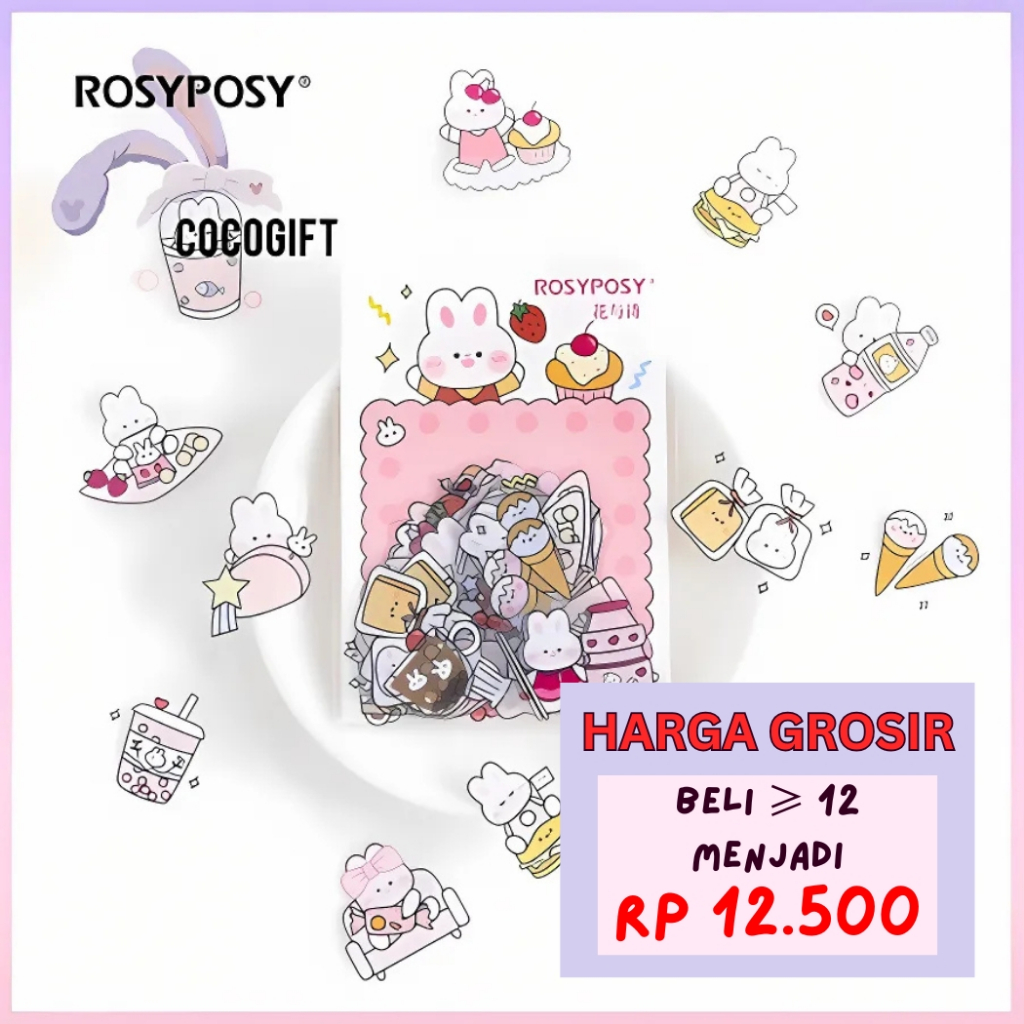 

40 Pcs Stiker Pack Rosy Posy / Sticker Dekor Casing HP Botol Minum Buat Jurnaling