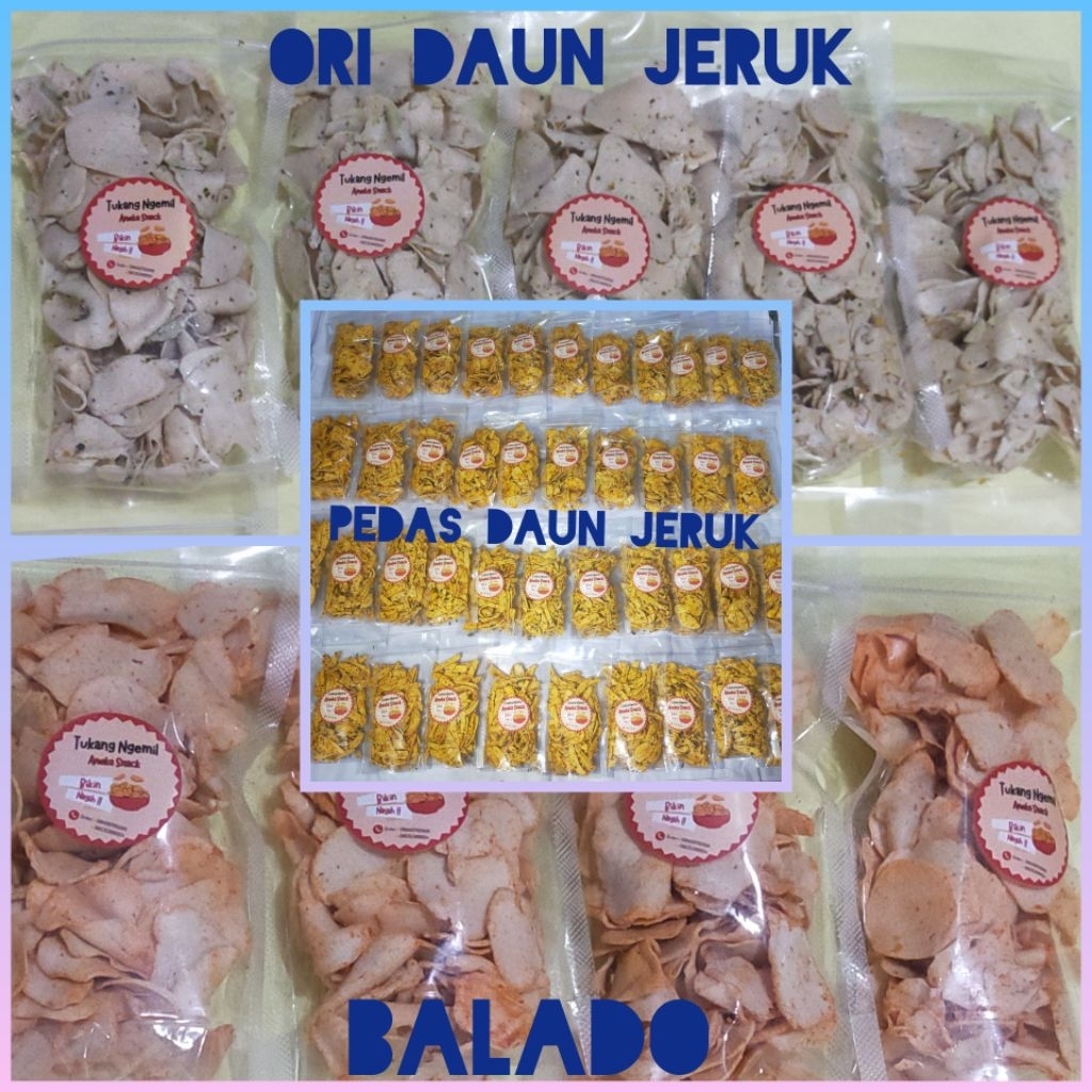 

Basreng Premium Pedas Daun Jeruk Original dan Balado 100gr