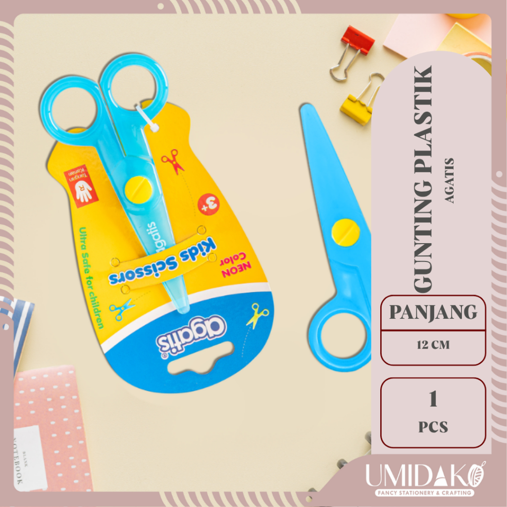

[UMIDAKO] GUNTING BAHAN PLASTIK | GUNTING UNTUK ANAK ANAK | GUNTING PLASTIK AGATIS ECO NEON COLOR