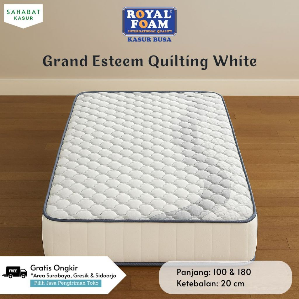 Kasur Busa Anak Kost ROYAL Foam Quilting Putih | Kasur Busa Anak Kos Murah [HANYA AREA JATIM]