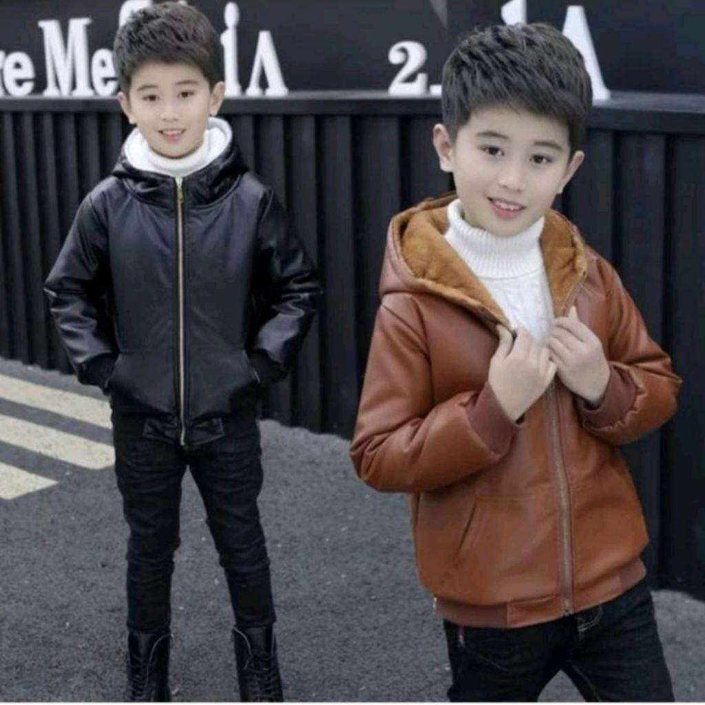 Jaket anak kulit hoodie jaket kulit anak laki laki jaket hoodie anak kulit sintesis jaket kulit anak