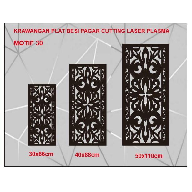 KRAWANGAN PLAT BESI PAGAR CUTTING LASER MOTIF 30