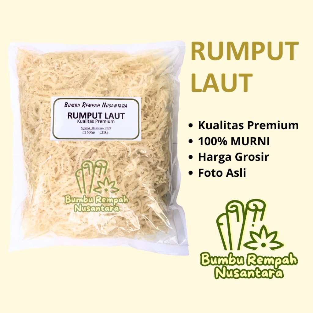 

Rumput laut 500g 1kg - Rempah Asli Murni | BUMBU REMPAH NUSANTARA | Bumbu Dapur Nusantara Grosir Murah