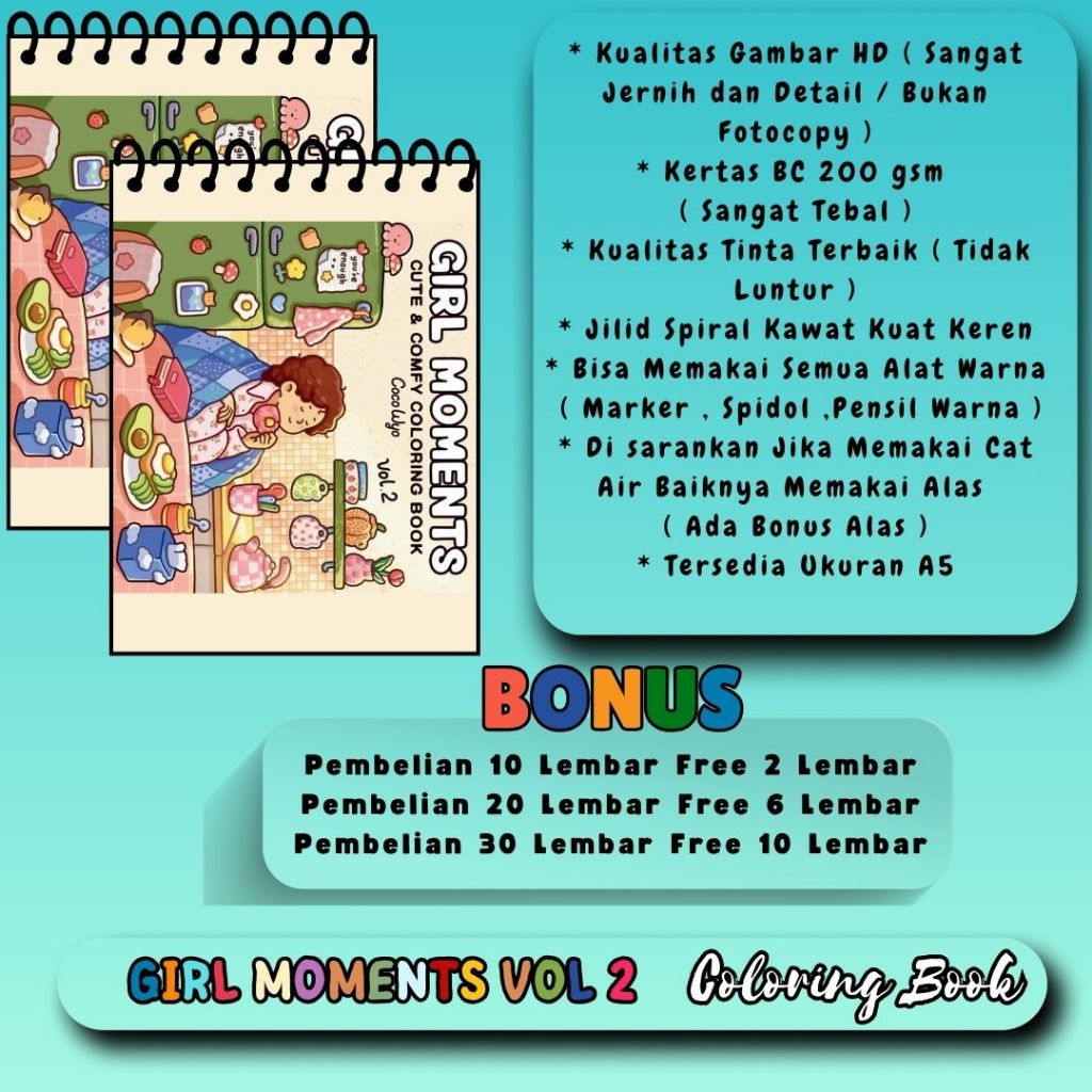 

Girl Moments Vol 2 Buku Mewarnai Gambar HD Jernih Bagus Coloring Book Cute And Comfy Kertas Tebal 200 gsm