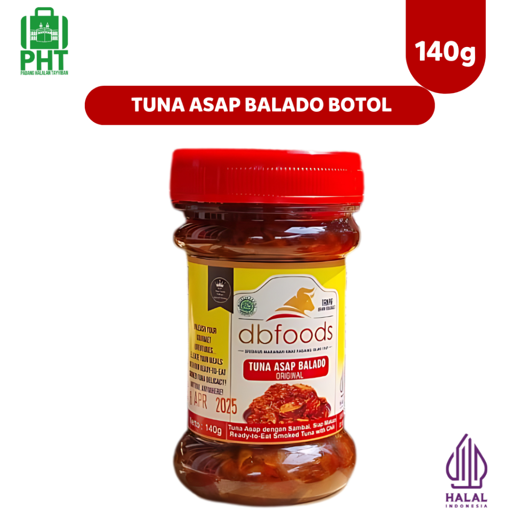 

Tuna Asap Balado Original DBFOODS Botol 140g, Ikan Tuna Asap Balado Praktis Siap Makan Asli Padang