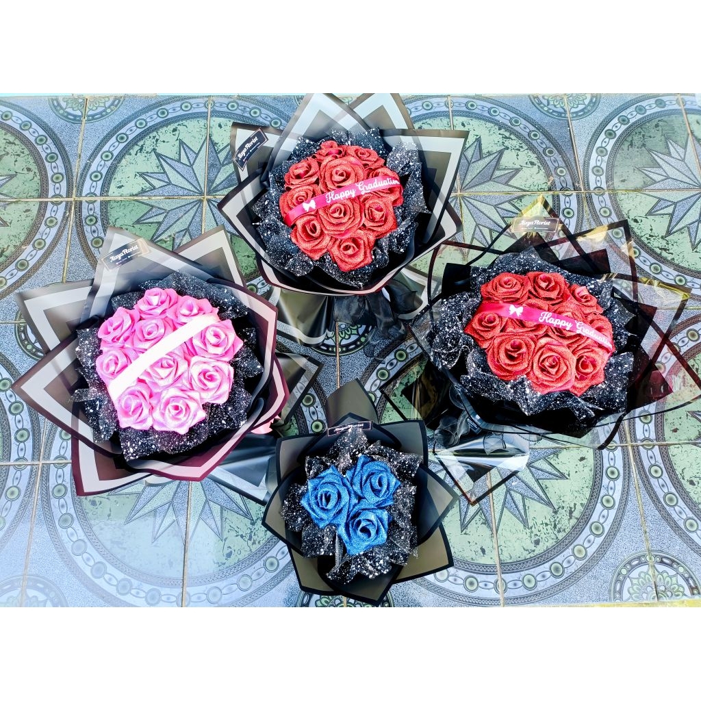 

TERMURAH Buket pita satin glitter 10 tangkai /Buket aisyaflorist