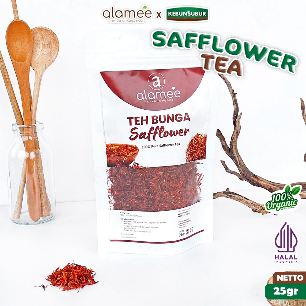 

ALAMEE Teh Safflower Dried Flower Tea Bunga Herbal Alami Organik Kering 25gr Premium kebunsubur