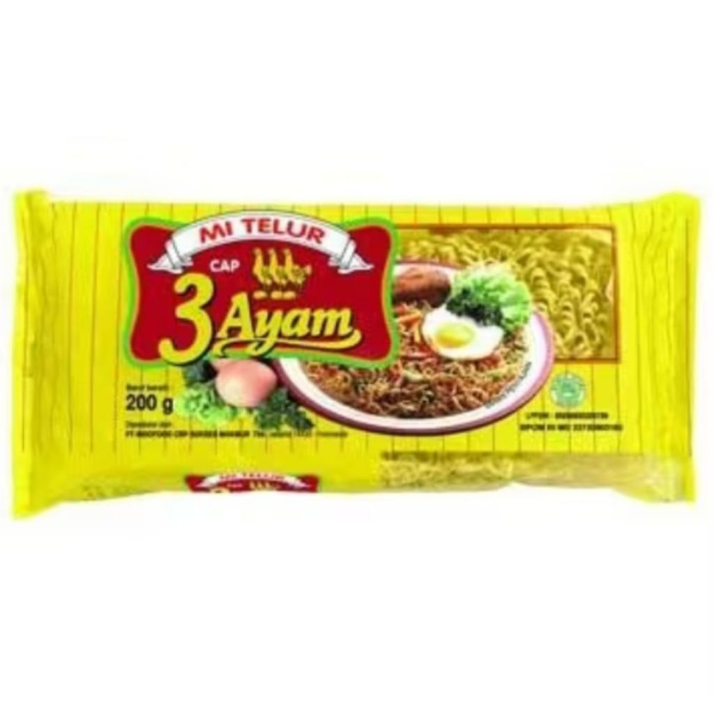 

INDOFOOD MIE TELUR CAP 3 AYAM 200gr