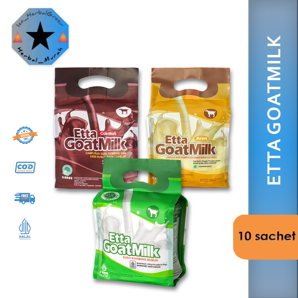 

Etta Goat Milk HNI (EGM) Original / Aren / Cokelat Isi 10 Sachet