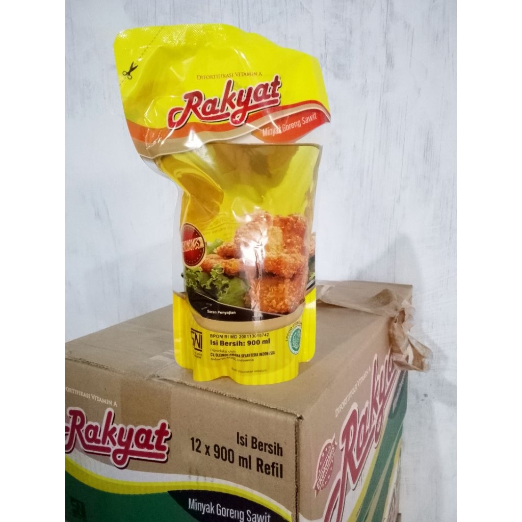

Minyak rakyat premium 900ml 1 dus isi 12 pouch dan 1800ml isi 6 pouch