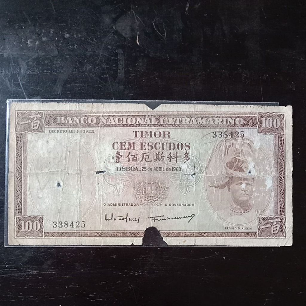 UANGKUNO 100 TIMOR/CEM.ESCUDOS THN 1953