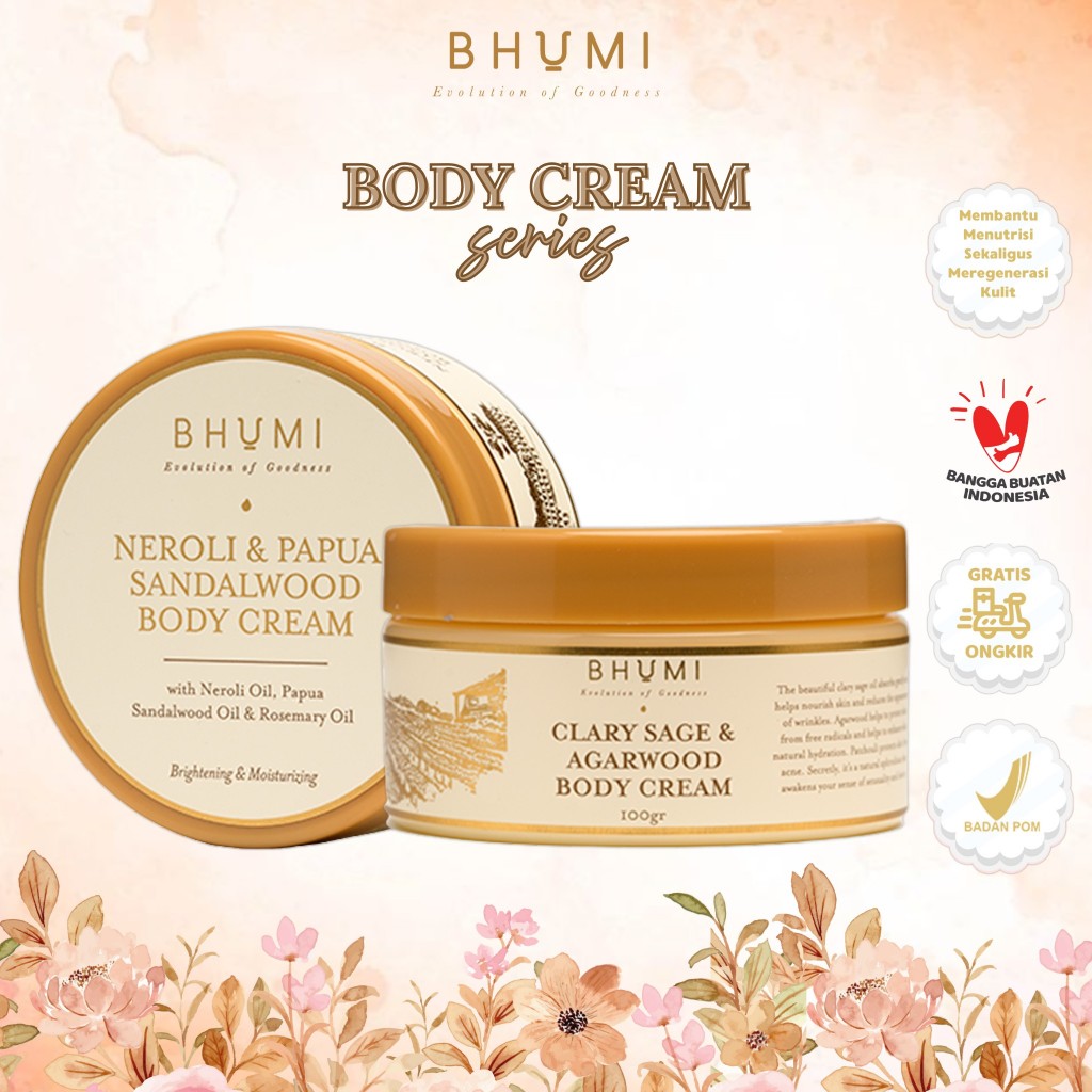 BHUMI Body Cream Clary Sage & Agarwood | Neroli & Papua Sandalwood 100g