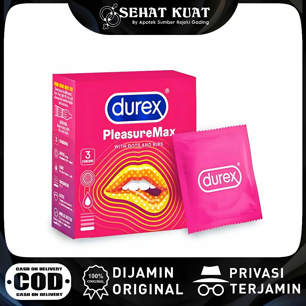 Durex Pleasuremax Kondom Gerigi Kondom Aman Pria 3s - Condom with Special Lubricant