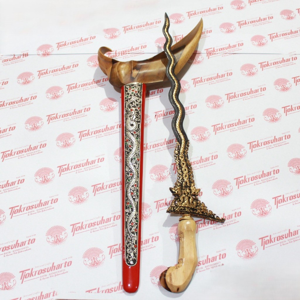 Keris Ladrang Solo Timo Naga Manten Slorok Kemalo Merah Batu Warna KD1044