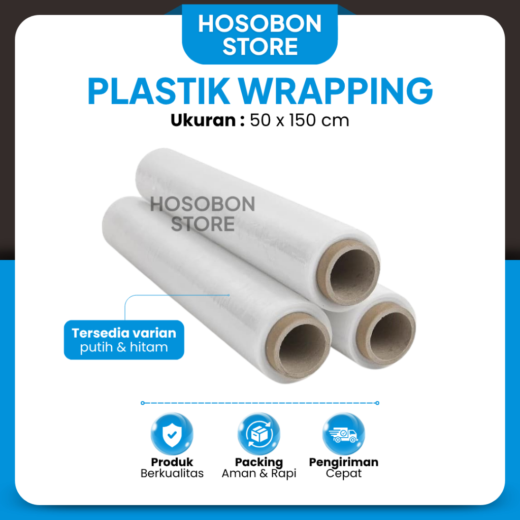 

Plastik Wrapping Stretch Film Packing Hitam Bening Ukuran 50x150cm