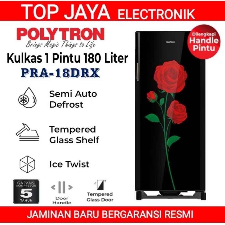 KULKAS POLYTRON 1 PINTU 180 LITER/LEMARI ES 1PINTU POLYTRON/LEMARI ES POLYTRON 1 PINTU