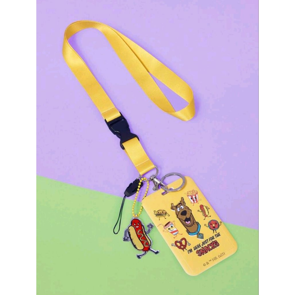 

SCOOBY-DOO X SHEIN Fashionable Cute Food & Dog Print Yellow Lanyard Card Holder
