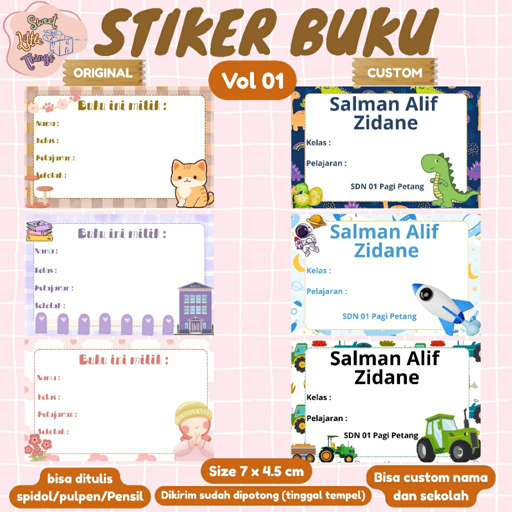 

STIKER BUKU . STIKER NAMA BUKU / LABEL BUKU (Vol 1)