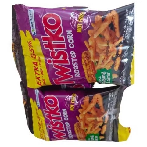 

Snack twistko roasted corn jagung bakar @15+8gr 1 renteng isi 10 bungkus