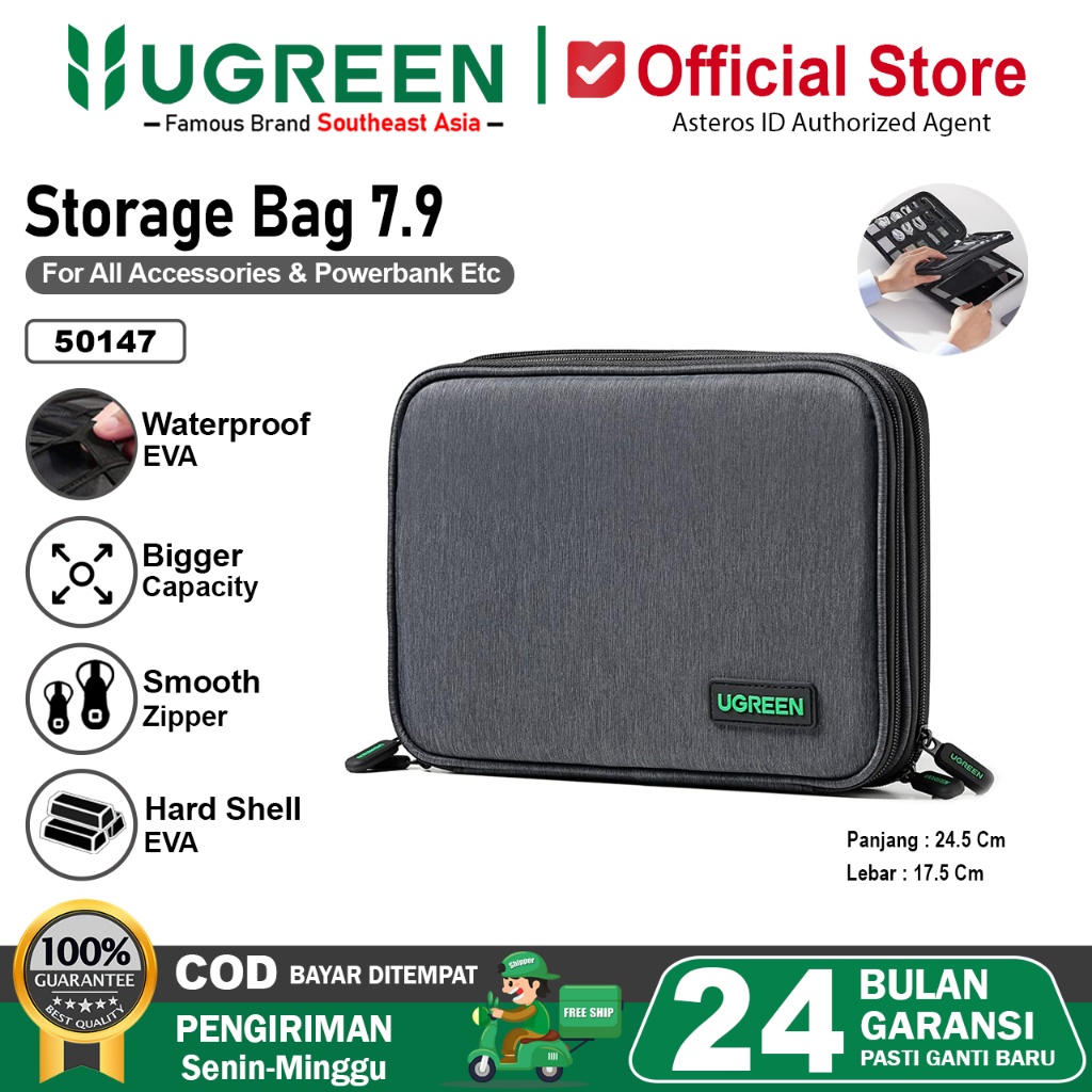 UGREEN Travel Storage Bag Tas Penyimpanan Aksesoris, Power Bank, Kabel, Charger, Hp, iPad dll 50147