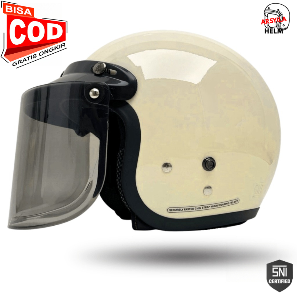 HELM BOGO PREMIUM SNI – WARNA CREAM | UKURAN M-L | UNISEX PRIA & WANITA