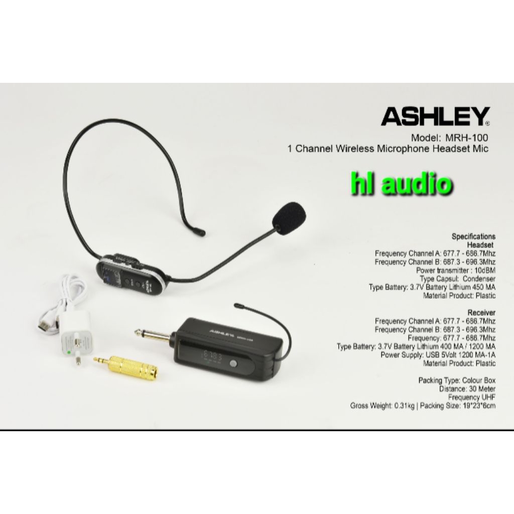 MIC WIRELESS HEADSET ASHLEY MRH-100/MIC BANDO ASHLEY 1 CHANNEL