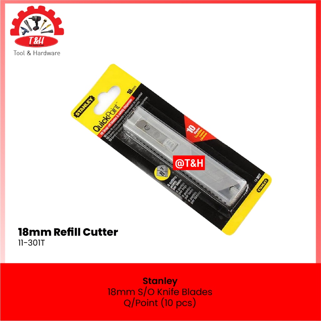 

Stanley Quick Point Snap-Off Knife Lade / 11-301T 18mm A/0 Knife Blades Q/Point (10 Pcs)