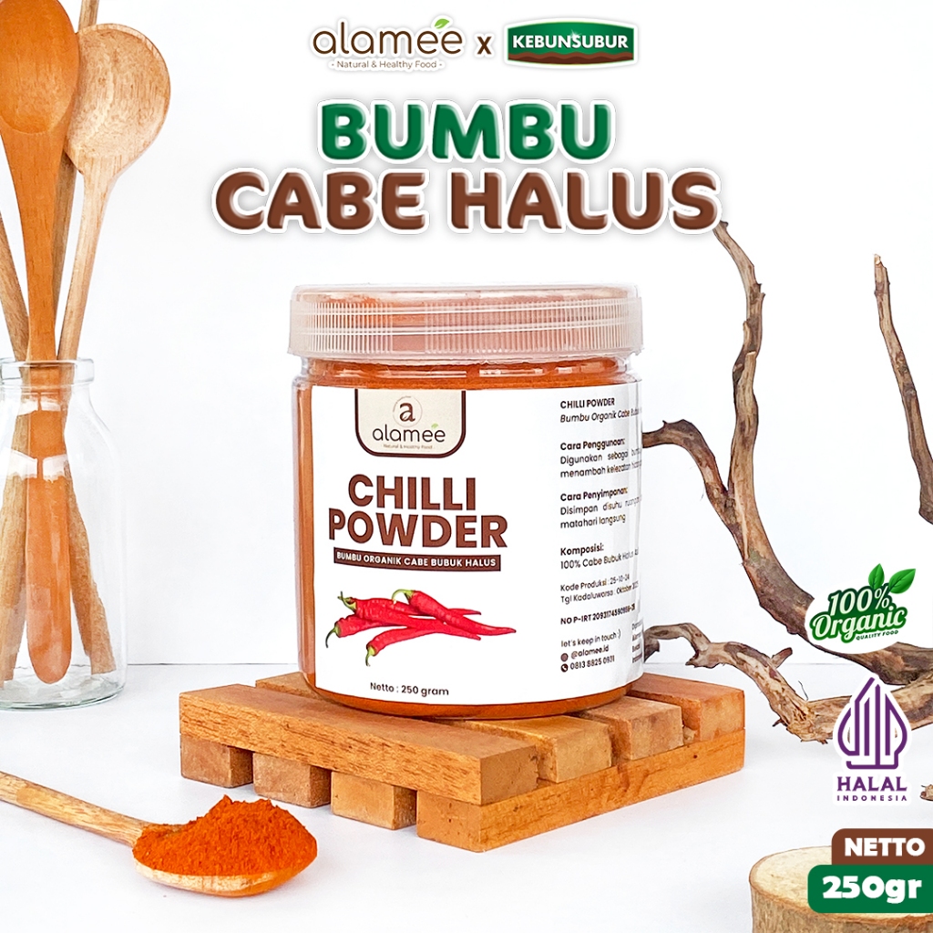 

ALAMEE Bubuk Cabe Halus Chilli Powder Chili Cabai Rempah Murni Asli Bumbu Dapur Organik kebunsubur