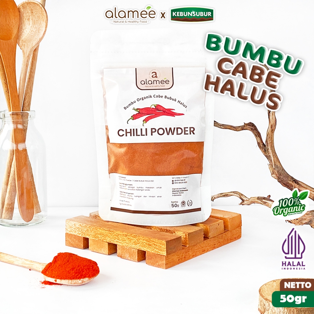

ALAMEE Cabe Bubuk Halus Bumbu Dapur Organik Powder Chili Cabai Seasoning 50 Gram kebunsubur