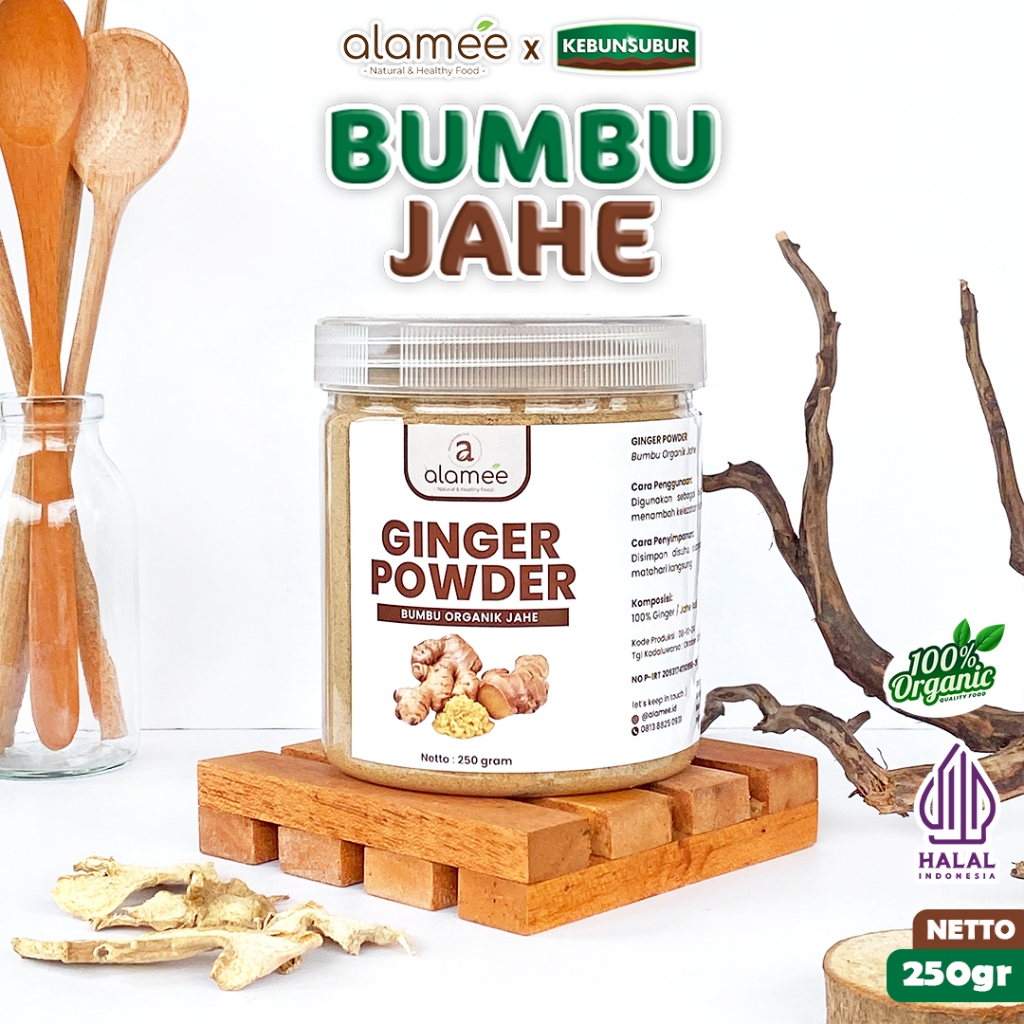

ALAMEE Bubuk Jahe Putih Bumbu Dapur Instan Ginger Powder Minuman Herbal 250 Gram Organik kebunsubur