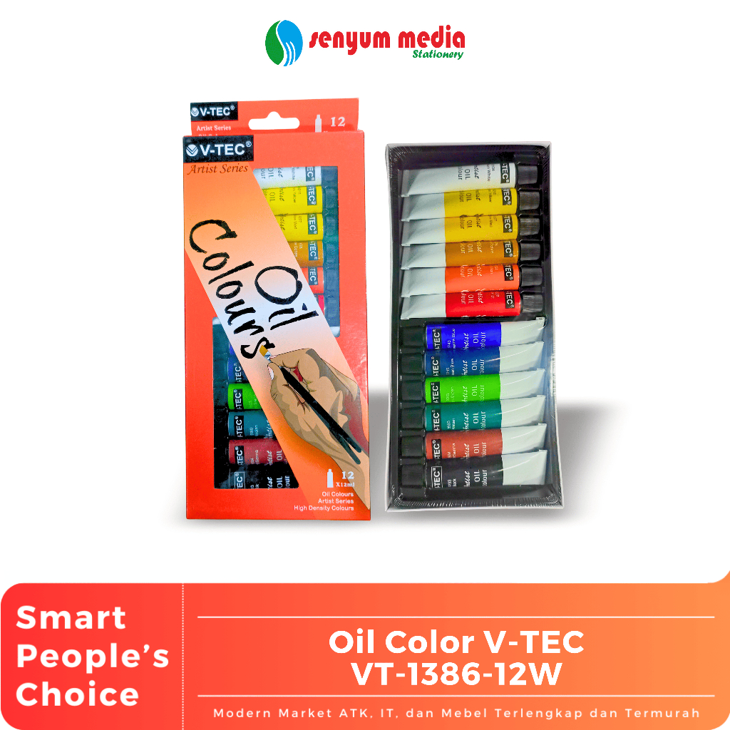 

V-TEC - Oil Colours / Cat Minyak Artist Series 12 Warna / 18 Warna | Cat Lukis Media Minyak ( 1 pcs isi 12 / 18 Warna ) (S:PCS)