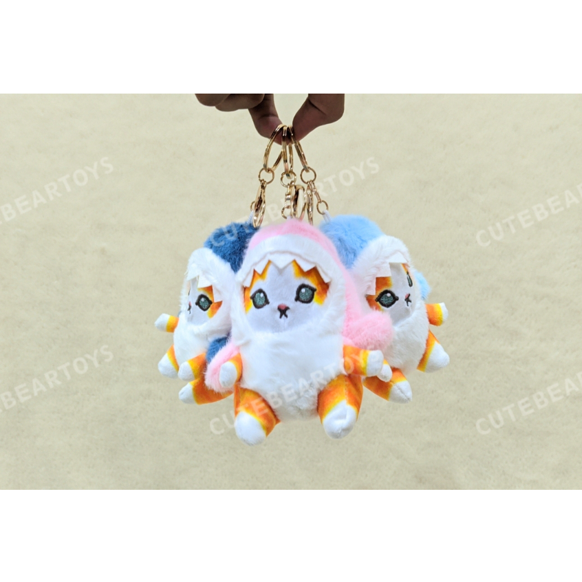 Gantungan Kunci Cat Mofusand Lucu Hoodie Hiu Pink Tosca Biru