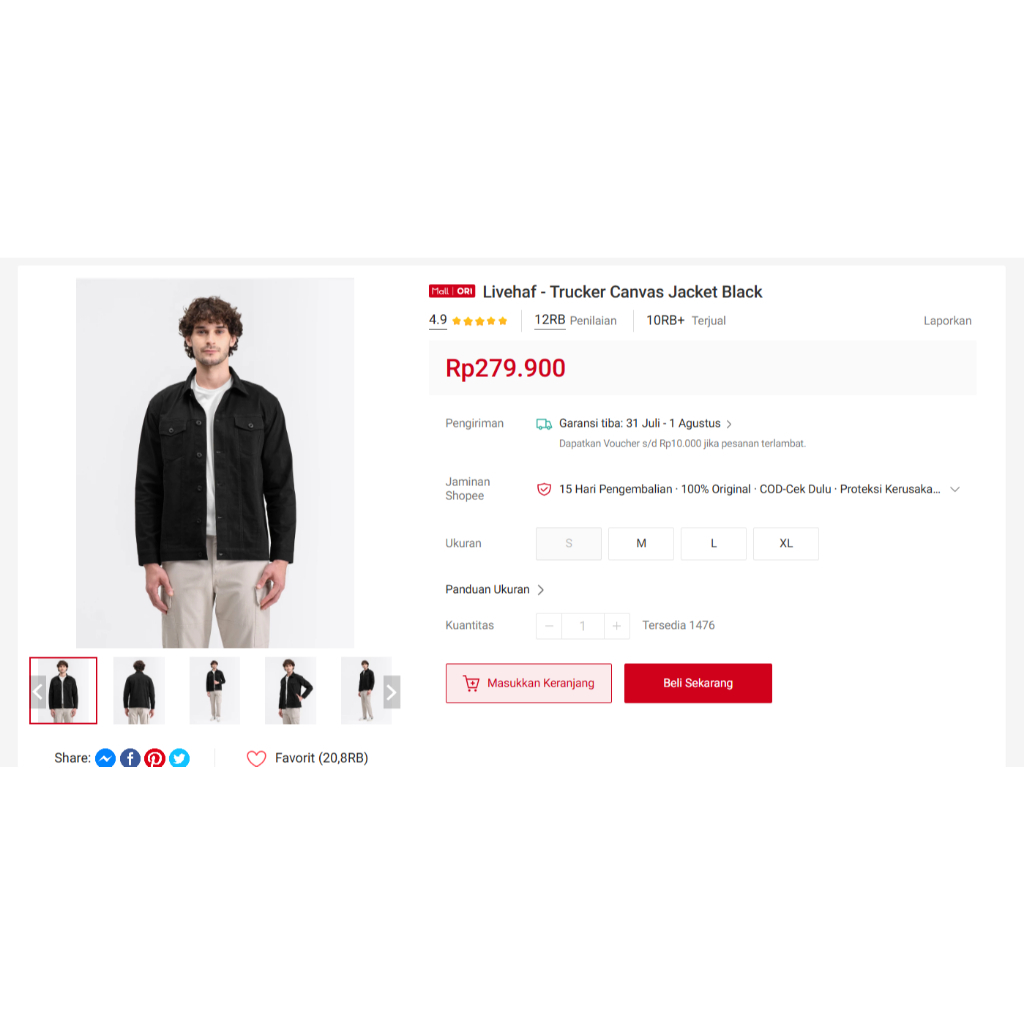 Livehaf Jaket - Trucker Canvas Jacket Black (PRELOVED)