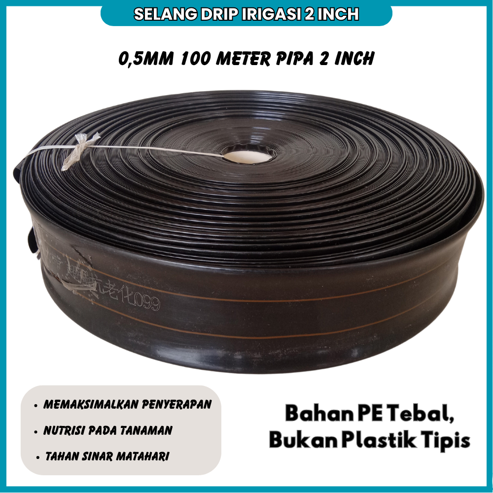 Selang Drip Irigasi Pertanian Panjang 100 Meter Lubang Pipa 2 Inch Selang Irigasi Perkebunan